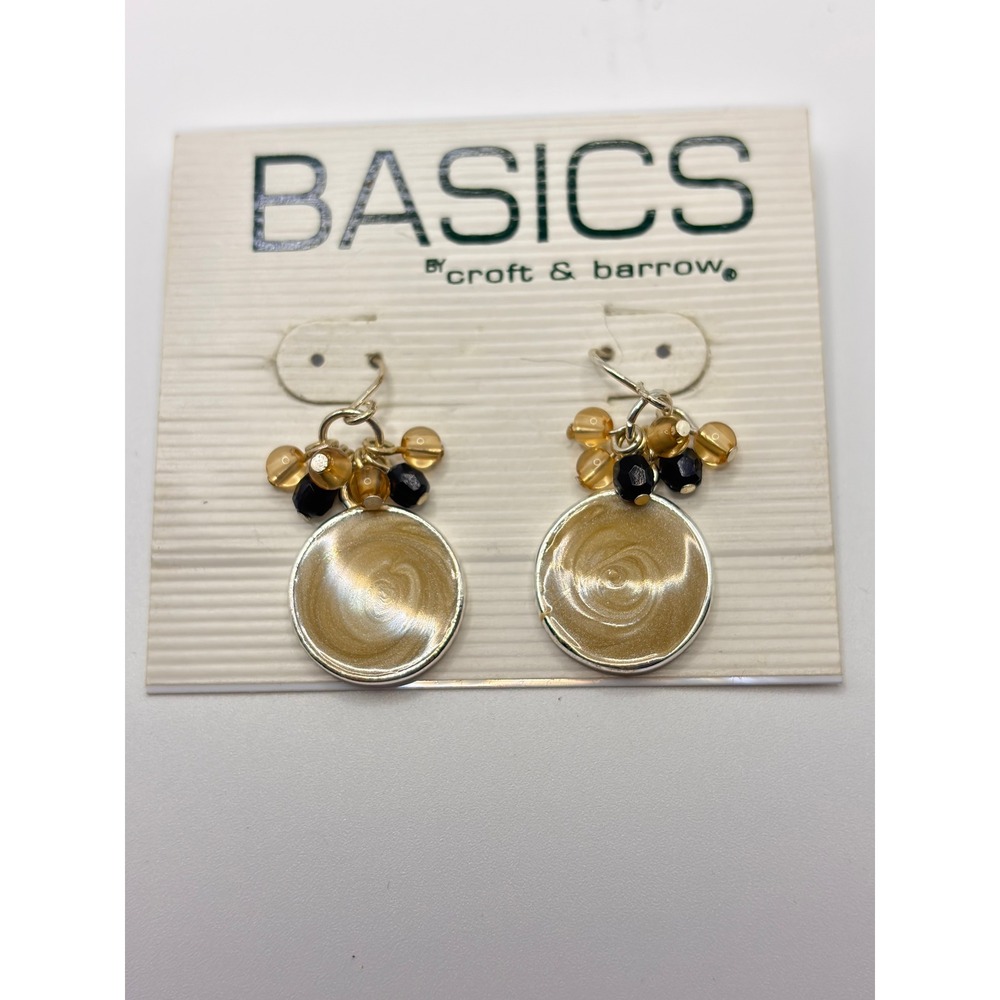Basics by Croft & Barrow Gold Enamel Bead Drop Earrings Neutral Silver Tone
